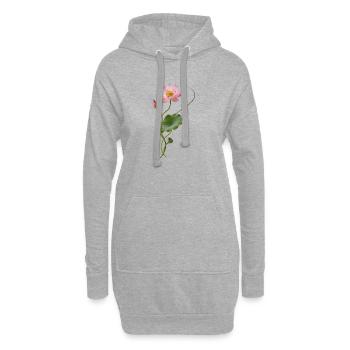 Geschwungener Lotus im Zen Stil  - Hoodie-Kleid - Grau meliert - Vorne
