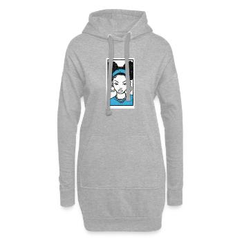 Black female portrait #4 - Hoodie-Kleid - Grau meliert - Vorne