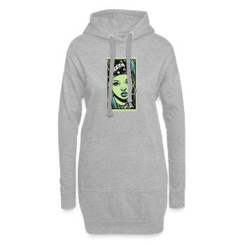Black female portrait #7 - Hoodie-Kleid - Grau meliert - Vorne