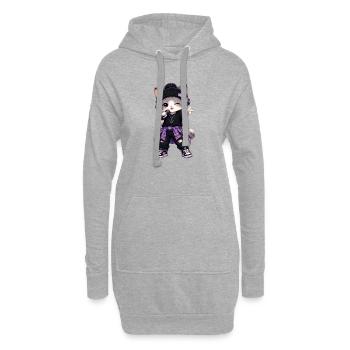 Lila K-Pop Singende Katze - Hoodie-Kleid - Grau meliert - Vorne