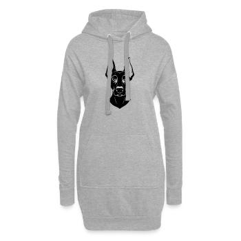 Doberman Pinscher Hundekopf - Hoodie-Kleid - Grau meliert - Vorne