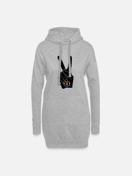 PEACE PEACEZEICHEN REGENBOGENFAHNE CSD - Hoodie-Kleid - Grau meliert