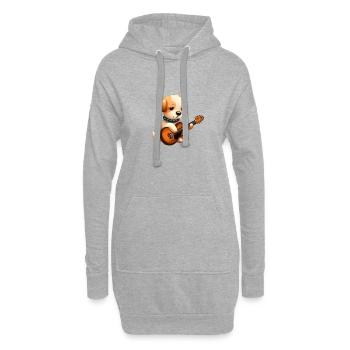 Chien avec guitare - Sweat-shirt à capuche long Femme - gris chiné - Devant