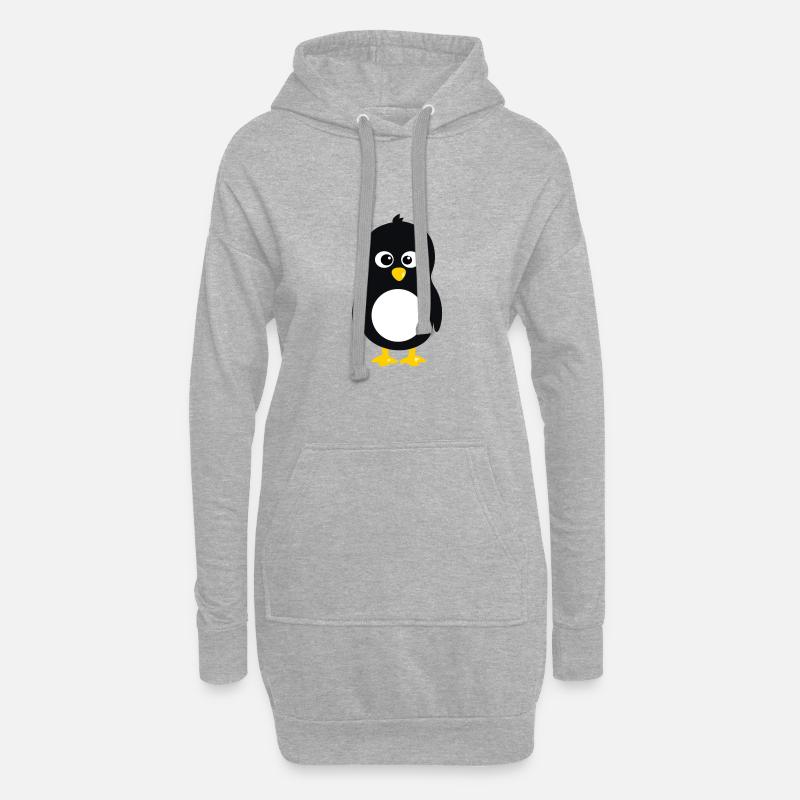 Linux-Pinguin - Hoodie-Kleid - Grau meliert