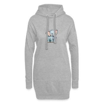 Total niedlicher Elefant - Hoodie-Kleid - Grau meliert - Vorne