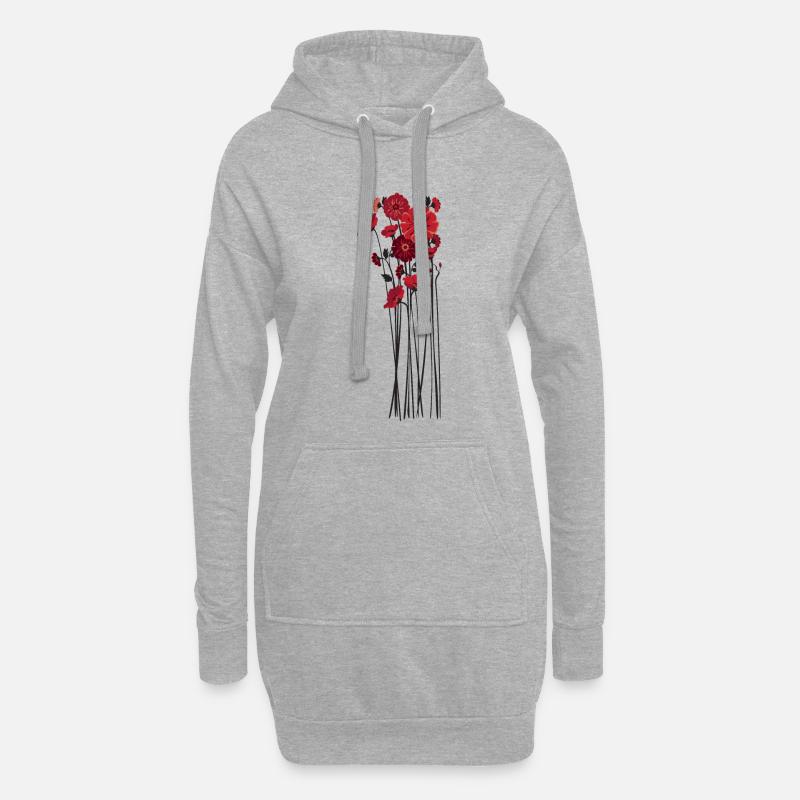 Illustration de fleurs de galets - Sweat-shirt à capuche long Femme - gris chiné