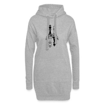 Schach transparenter König Dame Spiegelbild - Hoodie-Kleid - Grau meliert - Vorne