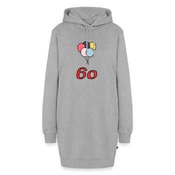 60. 60 ANS. 60e ANNIVERSAIRE. ANNIVERSAIRE 60 ANS. - Sweat-shirt à capuche long Femme - gris chiné - Devant