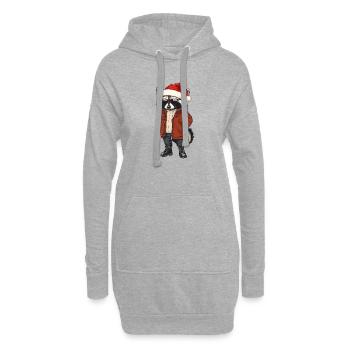 Waschbär Weihnachten Winter - Hoodie-Kleid - Grau meliert - Vorne