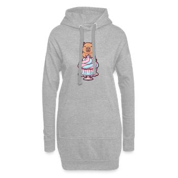 Capybara sur gâteau cupcake motif sucré - Sweat-shirt à capuche long Femme - gris chiné - Devant