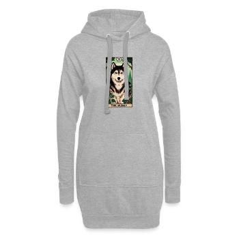 Carte de tarot Husky Forest - Sweat-shirt à capuche long Femme - gris chiné - Devant