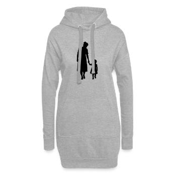 Familie Silhouette Liebe Kinder Eltern Mama Papa - Hoodie-Kleid - Grau meliert - Vorne