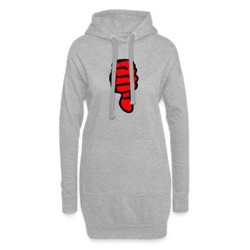 Pouce graphique abstrait rouge, noir - Sweat-shirt à capuche long Femme - gris chiné - Devant