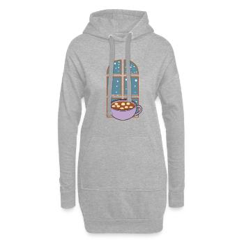Chocolat chaud d'hiver, journées d'hiver - Sweat-shirt à capuche long Femme - gris chiné - Devant