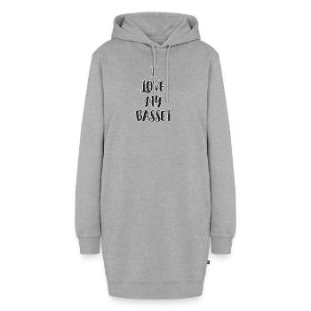 Ich liebe meinen Basset - Hoodie-Kleid - Grau meliert - Vorne
