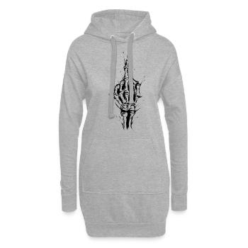 Fuck You Skelett Hand - Hoodie-Kleid - Grau meliert - Vorne