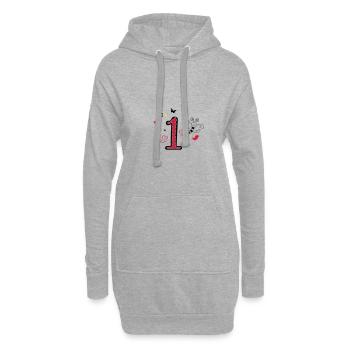 eins 1 Geburtstag - Hoodie-Kleid - Grau meliert - Vorne