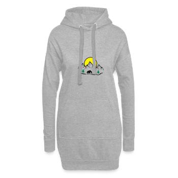 chalet montagnes nature - Sweat-shirt à capuche long Femme - gris chiné - Devant