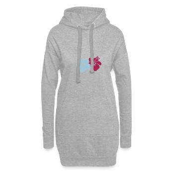 hibiscus fleurs - Sweat-shirt à capuche long Femme - gris chiné - Devant