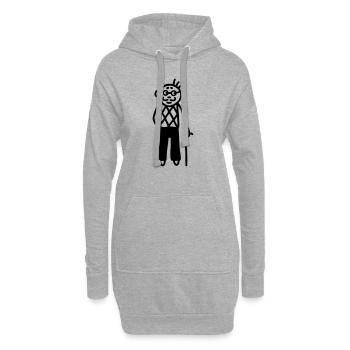 Opa mit Schnurrbart und Brille - Hoodie-Kleid - Grau meliert - Vorne