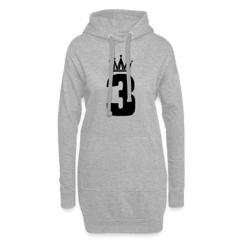 3 - Sweat-shirt à capuche long Femme - gris chiné - Devant