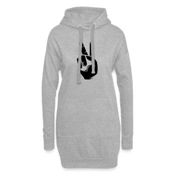 Symbole de signe de paix Icône de la main du doigt Logo - Sweat-shirt à capuche long Femme - gris chiné - Devant