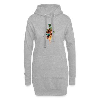 Serpent incroyable avec crâne et fleurs. - Sweat-shirt à capuche long Femme - gris chiné - Devant