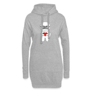Bichon Frise avec lunettes de soleil et cœur - Sweat-shirt à capuche long Femme - gris chiné - Devant
