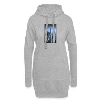Paysage urbain futuriste la nuit - Sweat-shirt à capuche long Femme - gris chiné - Devant