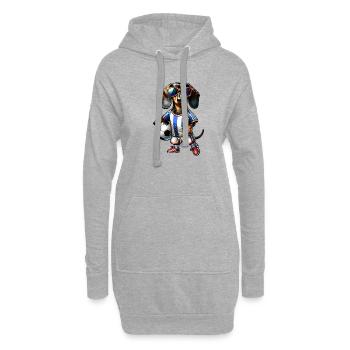 Dachshund Soccer Player Fan Wiener Dog - Hoodie-Kleid - Grau meliert - Vorne