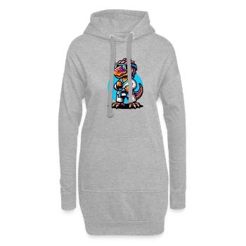 Cooler Karate Dino mit Sonnenbrille - Hoodie-Kleid - Grau meliert - Vorne