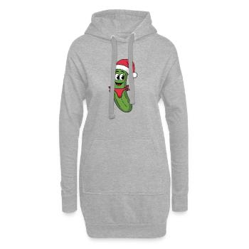 Festliche Gurke mit Nikolausmütze - Hoodie-Kleid - Grau meliert - Vorne