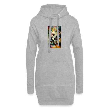 Frau am Klavier - Hoodie-Kleid - Grau meliert - Vorne