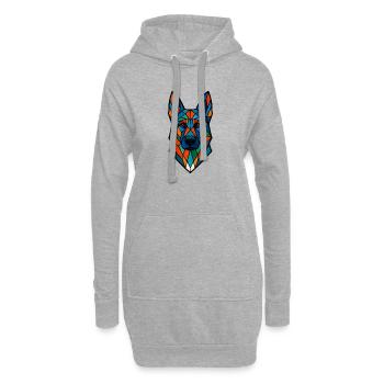Geometrischer Deutscher Schäferhund – Bunter Hund A - Hoodie-Kleid - Grau meliert - Vorne