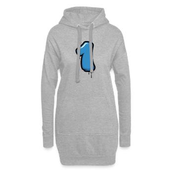 Blaues Nummer Eins Design - Hoodie-Kleid - Grau meliert - Vorne