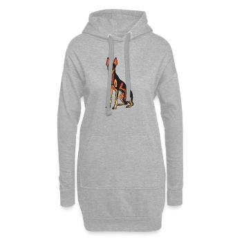 Dobermann Hund Halloween Zombie - Hoodie-Kleid - Grau meliert - Vorne