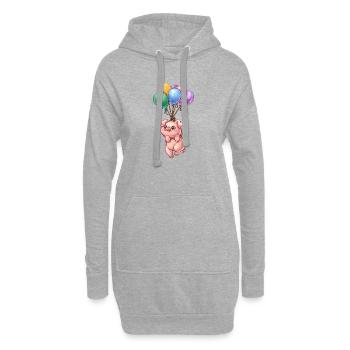 Piggyloon - Sweat-shirt à capuche long Femme - gris chiné - Devant