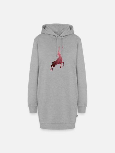 Umriss eines springenden Hirsches - Hoodie-Kleid - Grau meliert