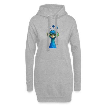 Motif du paon bleu Roue de paon Amoureux du paon - Sweat-shirt à capuche long Femme - gris chiné - Devant
