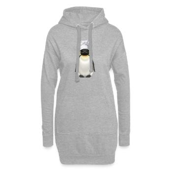 Dessin animé Drôle de Chef Pingouin Cuisine Décalée - Sweat-shirt à capuche long Femme - gris chiné - Devant