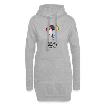 40. 40 ANS. 40e ANNIVERSAIRE. ANNIVERSAIRE 40 ANS. - Sweat-shirt à capuche long Femme - gris chiné - Devant