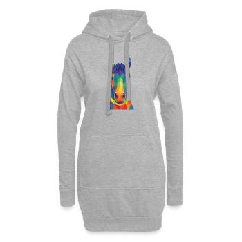 Bunte geometrische Pferdekopf-Pop Art - Hoodie-Kleid - Grau meliert - Vorne