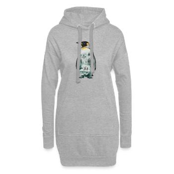 Pinguin Mit Landschaftsmotiv - Hoodie-Kleid - Grau meliert - Vorne