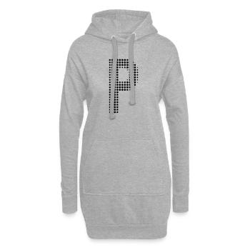 Buchstabe P – Punktmuster Initial Design - Hoodie-Kleid - Grau meliert - Vorne