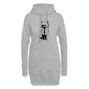 Miesgelaunter Büro Kater mit Kaffee - Sweat-shirt à capuche long Femme - gris chiné - Devant