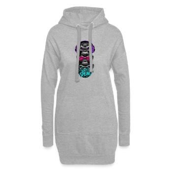 Trois singes n’entendent rien, vois, disent du néon - Sweat-shirt à capuche long Femme - gris chiné - Devant