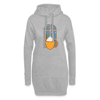 Journées d'hiver, chocolat chaud, neige - Sweat-shirt à capuche long Femme - gris chiné - Devant