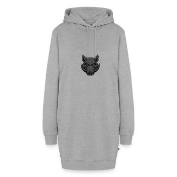 porc - Sweat-shirt à capuche long Femme - gris chiné - Devant