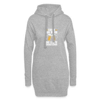 Trink mal mehr Biertrinker Bierliebhaber Bier - Hoodie-Kleid - Grau meliert - Vorne