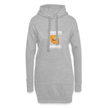 Präsentiert von Schnitzel - Hoodie-Kleid - Grau meliert - Vorne